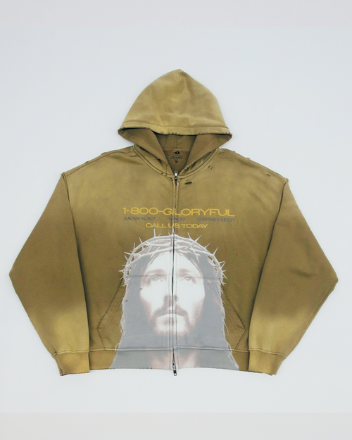 HOTLINE ZIP UP HOODIE OLIVE