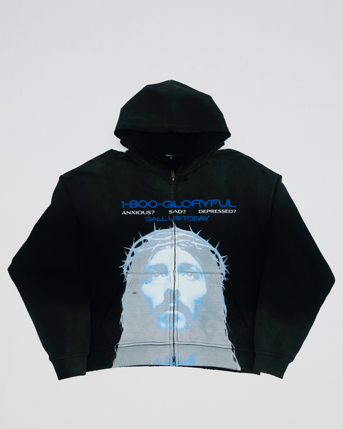 HOTLINE ZIP UP HOODIE BLACK