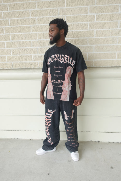 FREE FROM SIN BAGGY SWEATPANT (WASHED BLACK/RED)