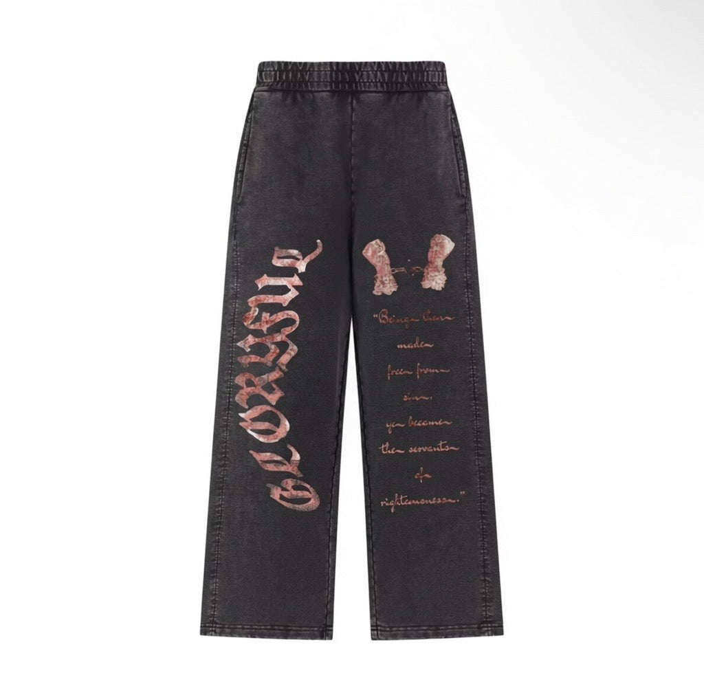 FREE FROM SIN BAGGY SWEATPANT (WASHED BLACK/RED)