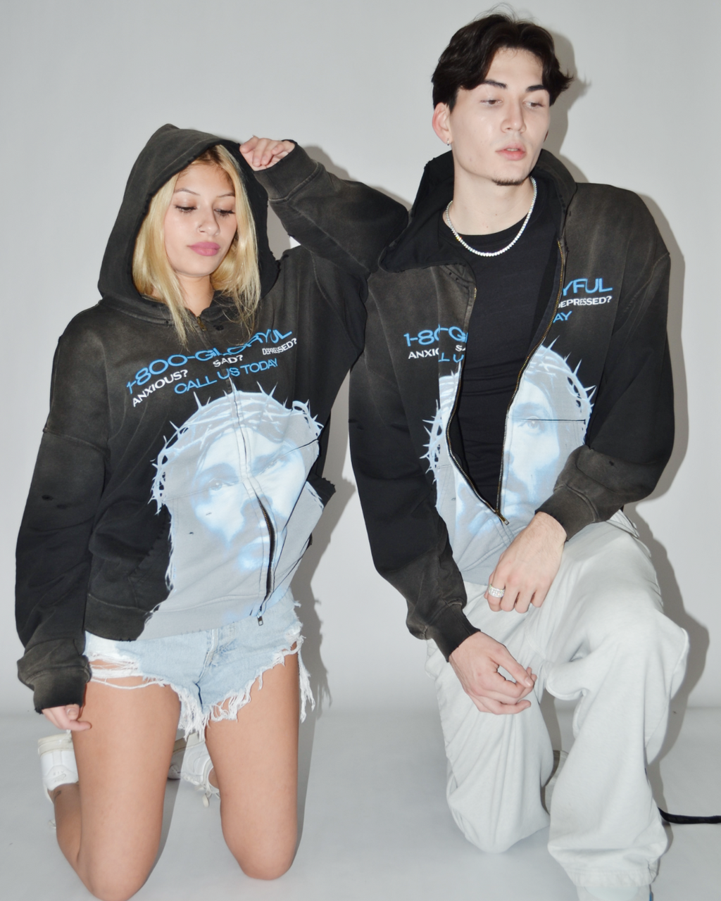 HOTLINE ZIP UP HOODIE BLACK