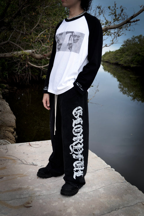Touch Of God Baggy Rhinestone Sweatpants (Black)