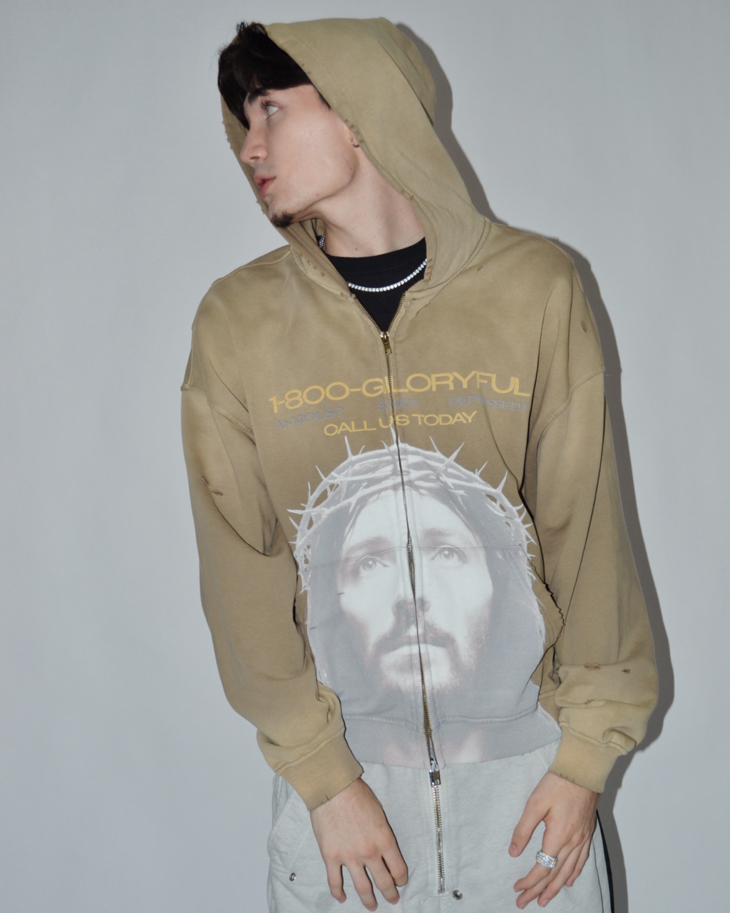 HOTLINE ZIP UP HOODIE OLIVE