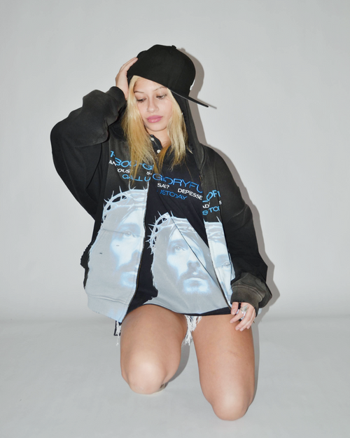 HOTLINE ZIP UP HOODIE BLACK