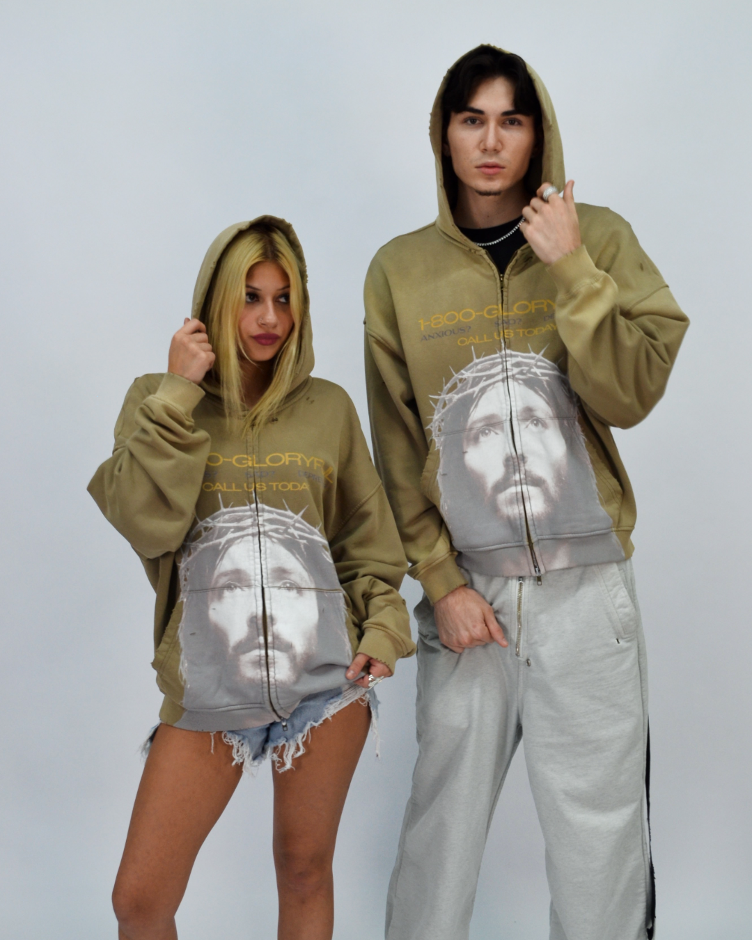 HOTLINE ZIP UP HOODIE OLIVE